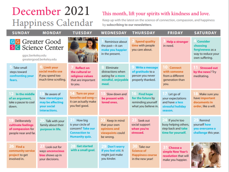 Wellness Wednesday: December Happiness Calendar