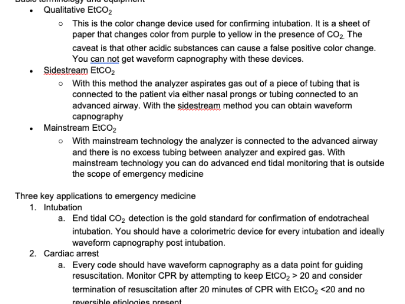 End tidal CO2 Monitoring in the Emergency Department